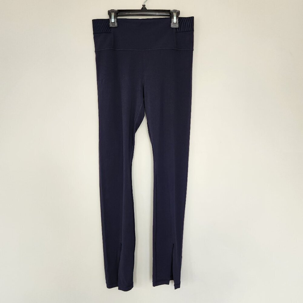 Athleta M MEDIUM Aura High Rise Split Flare Pant, Navy Blue Yoga Pants